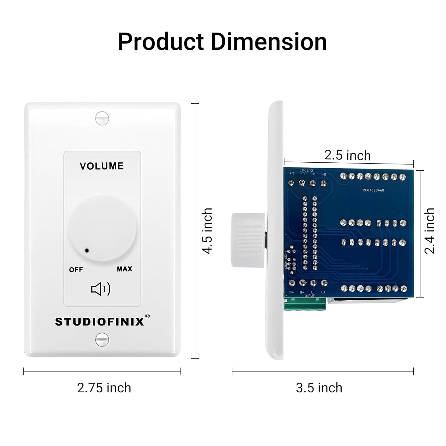 100W STUDIOFINIX in Wall Volume Control Knob Matching Impedance - Home Audio Smart Speaker Stereo Controller Switch
