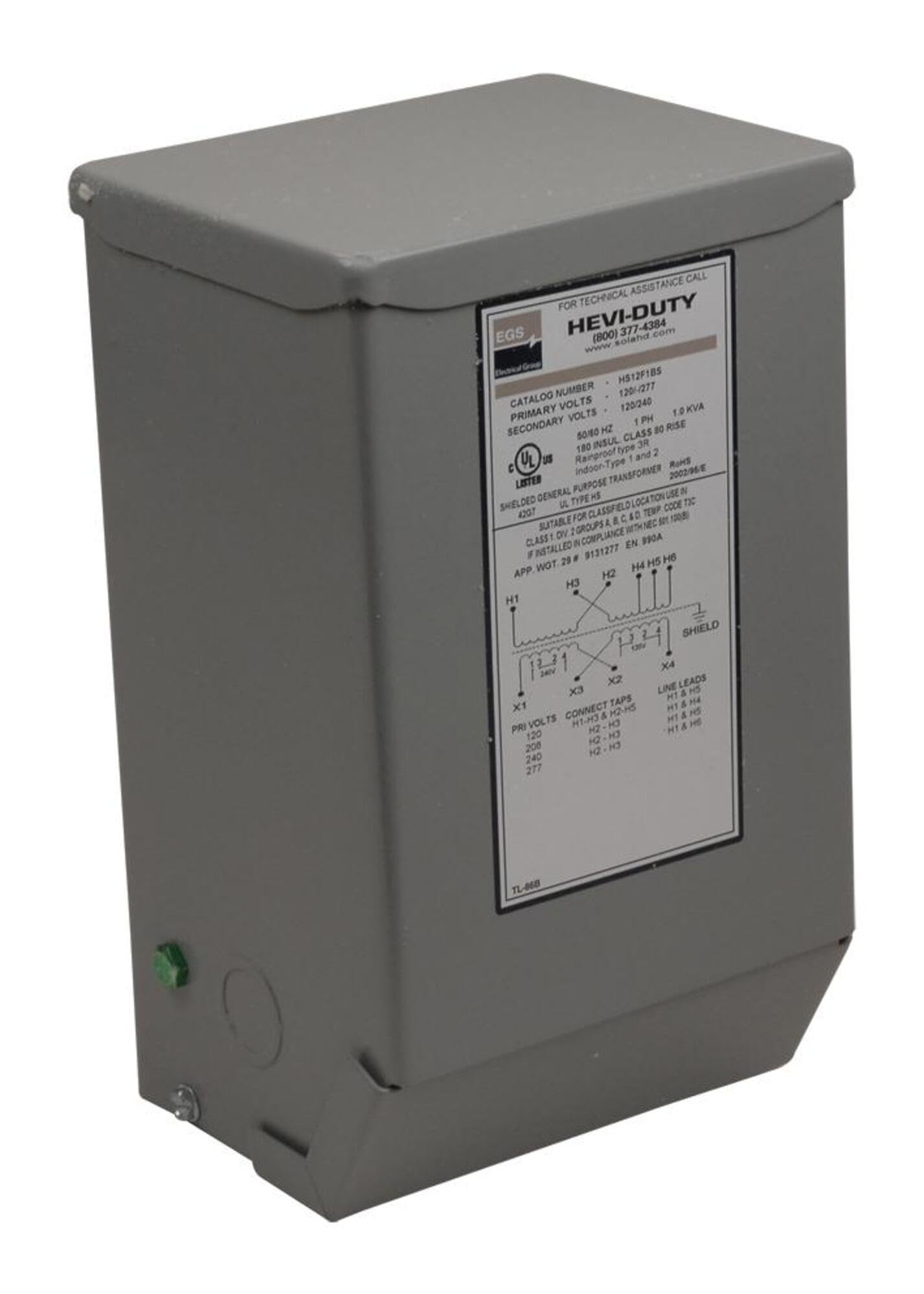 SolaHD HS1F500B Non-Ventilated Automation Transformer, 1 Phase, Encapsulated, 0.5 kVA, 240/480V - 120/240V, 2.08/1.04 Amp, 60 Hz, 10" Height, 6" Width, 5" Length,