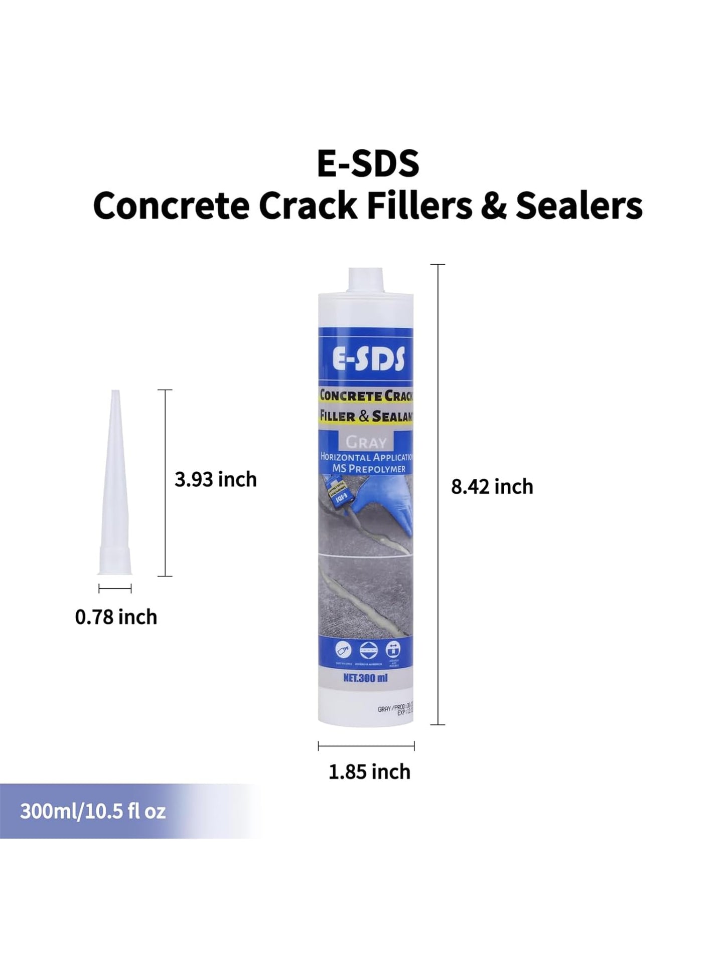 E-SDS Concrete Crack Filler Outdoor Waterproof Cement Crack Filler, Polyurethane Adhesive Sealant Self-Leveling Driveway Repair Filler Flexible Concrete Patch Gray 10.5 fl. oz (Grey,6 Pack)