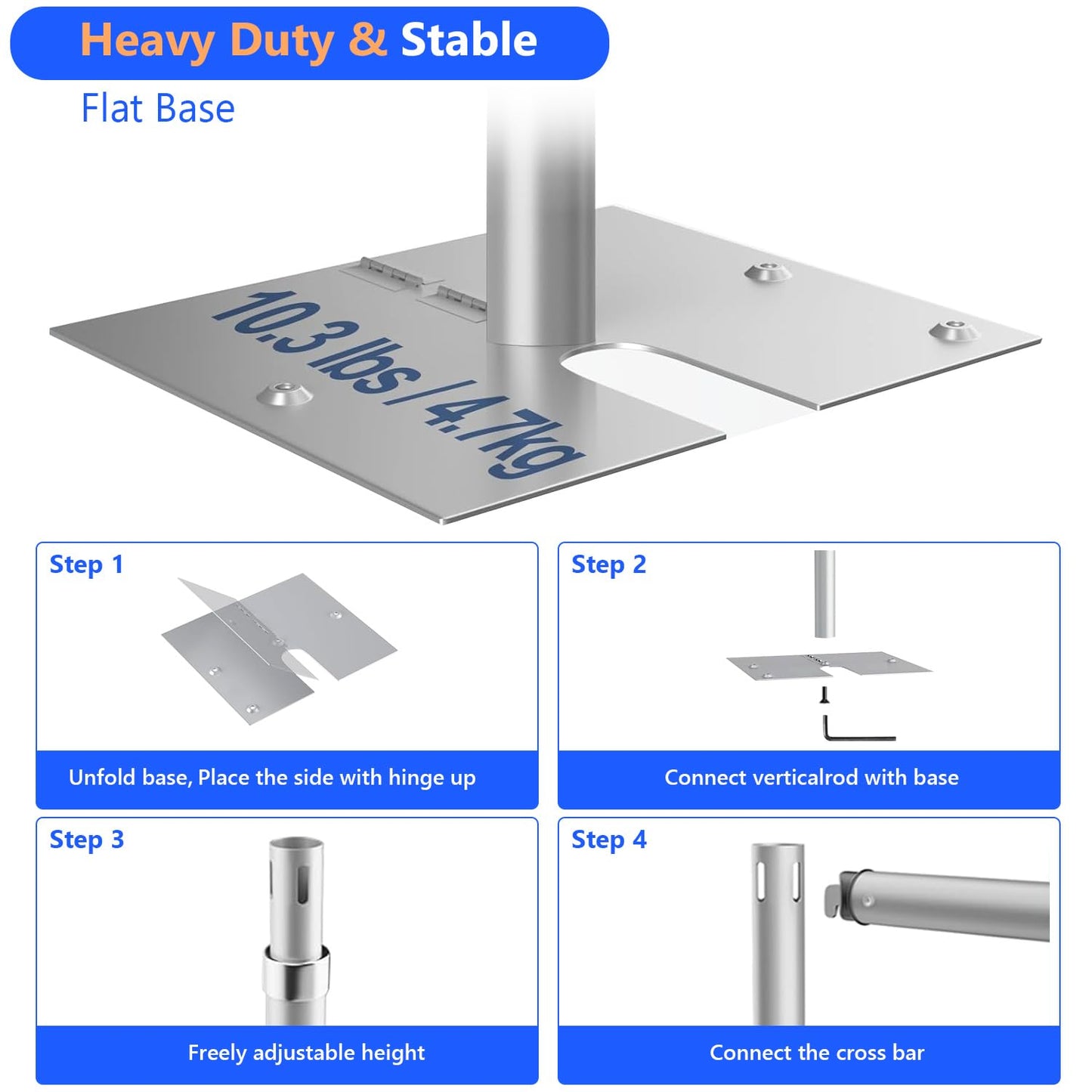 HYJ-INC Pipe and Drap Backdrop Stand Kit ,10x 10ft Heavy Duty Adjustable Frame Backdrop Stand with Flat Base,Carry bag for Event, Birthday Party, displays and Wedding Decoration
