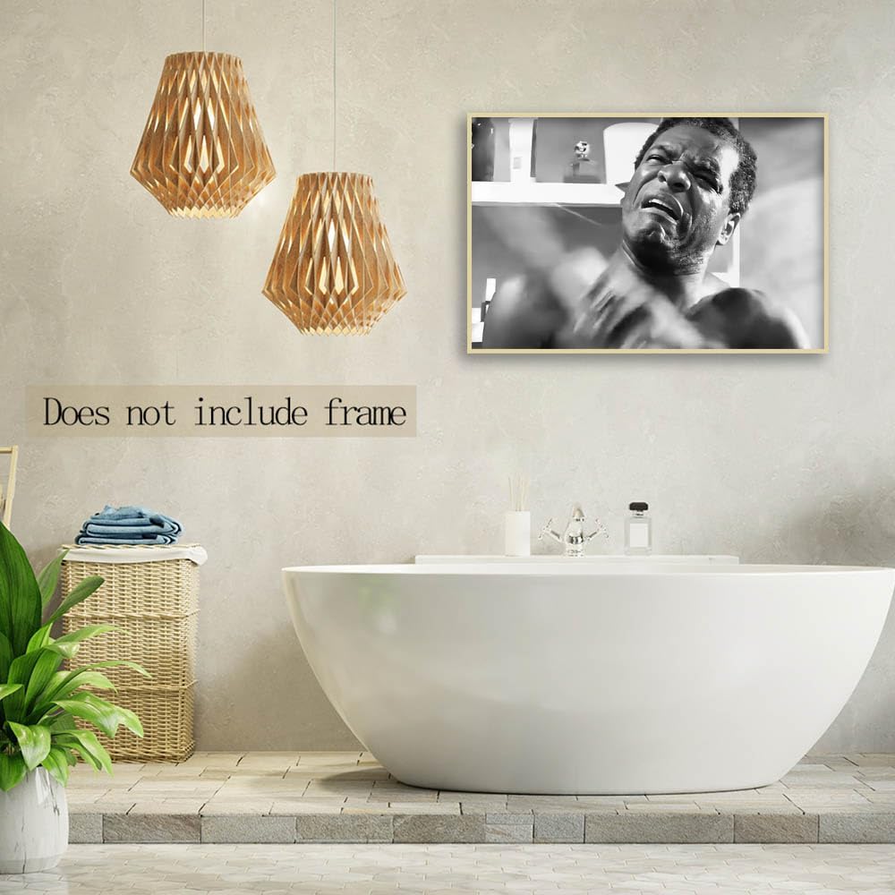 Regine Switzerland Funny Friday Bathroom Poster - Black & White Wall Art Canvas Print | 12x18 Inch Unframed Decor