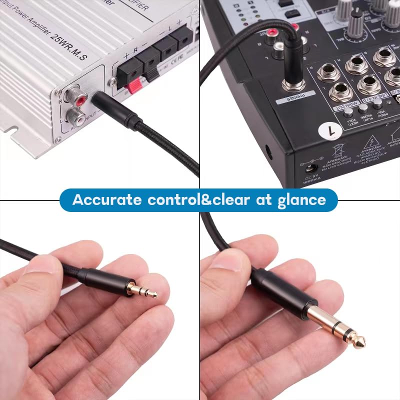 2pack 1/8 1/4 Cable,6.35mm 1/4" 3.5mm 1/8" 10Ft(3m) Smithok to Stereo Audio Male to Male TRS Bidirectional Stereo Audio