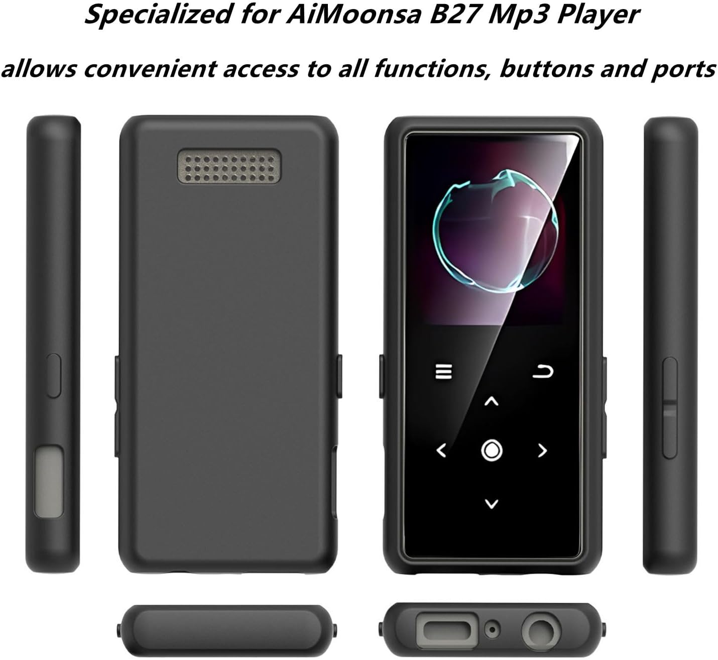 Fotosuncy B27 Mp3 for AiMoonsa Player Case, Anti-Slip and Shockproof, Lightweight Flexible Matte Protective Cover Black