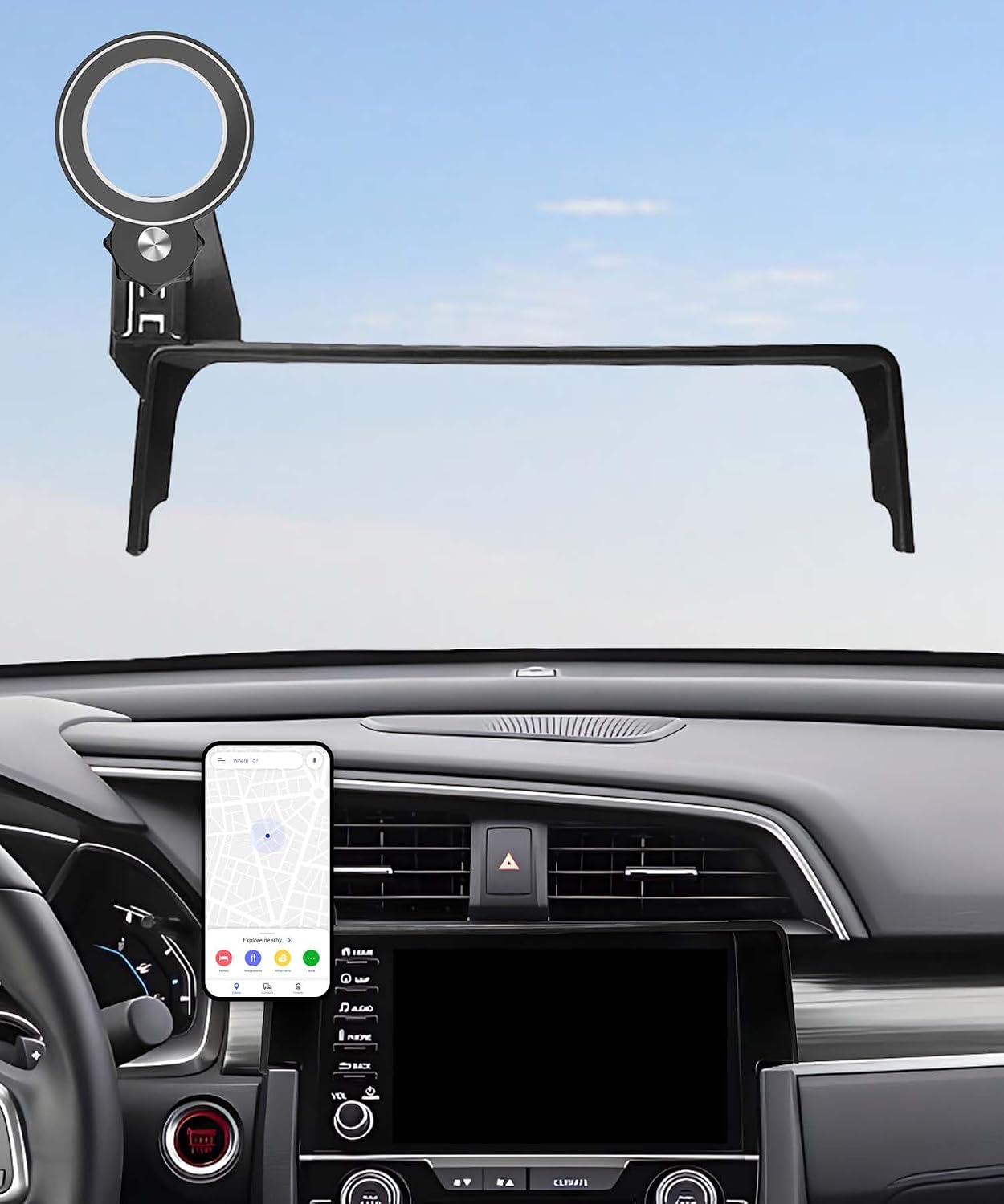 AbeeyGeomarn 2016-2021 5/7 Inch 360 Car Phone Holder for Honda Civic Accessories Apply to Touch Screen Fixed Clip