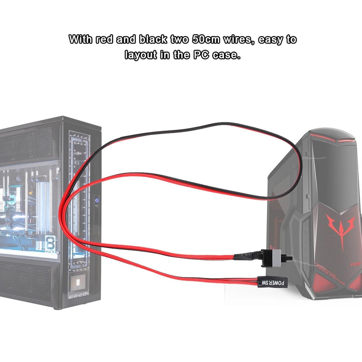 Reset 2Pin PC Power, PC Passthrough Motherboard Power, Jumper Switch for ATX Chassis, Power Switch Cable for PC