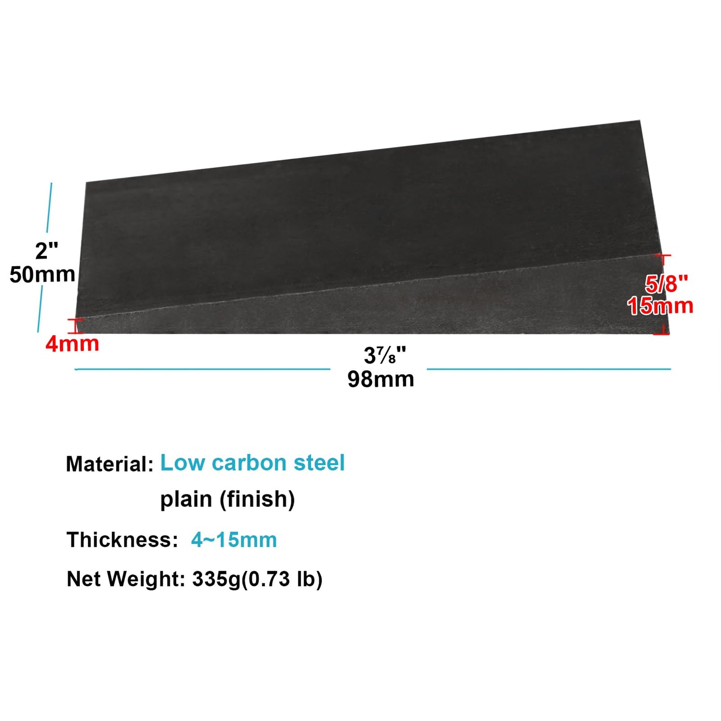 eoere 4 PCS Metal Beveled Washers, 4" x 2" Triangle Flange Wedges Shim for Leveling, Underpinning, Carbon Steel