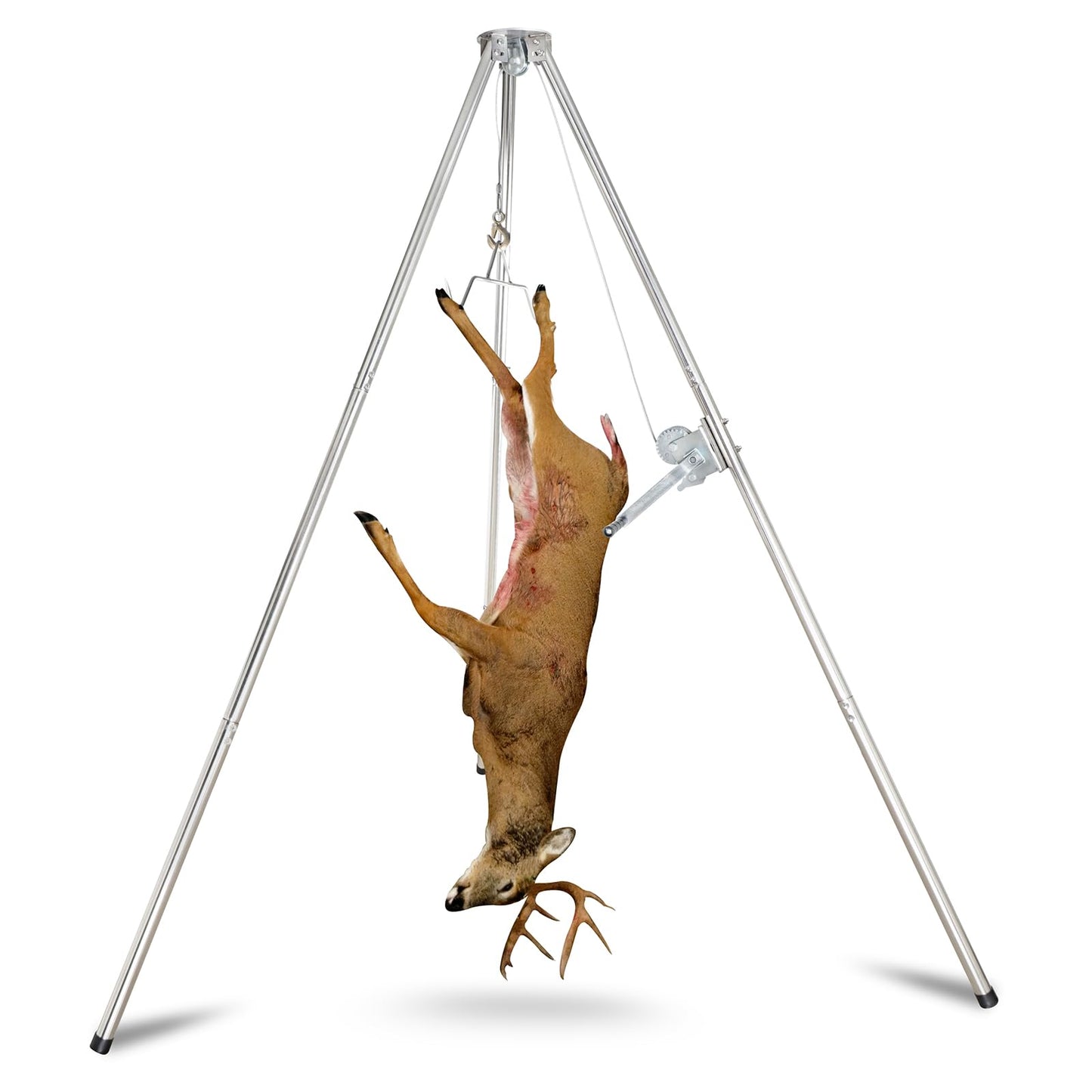 Smarkey Deer Game Hoist Tripod Deer Hanger Stainless Steel Rack Stand for Hunting Processing Cleaning Hide Skinning with 500lb Capacity Gambrel and Manual Winch - Heavy Duty