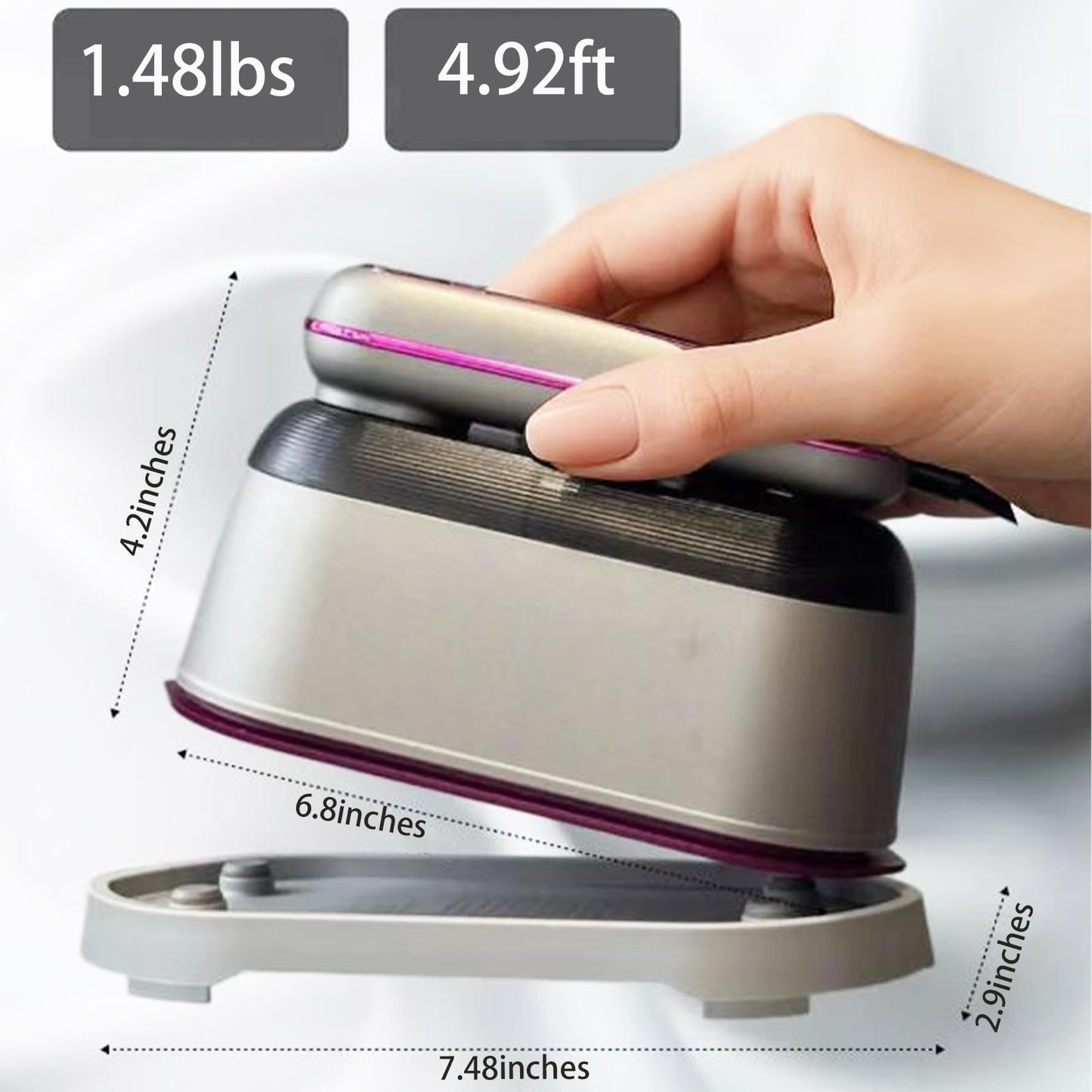 Travel Steamer Iron, 1200W Clothing Steamer with Digital Display Screen, 5+1 Intelligent Ironing Gear Multifunctional Hanging Iron Machine, 140ml, 30S Preheating, Suitable for Home, Trip&Dorm (Grey)
