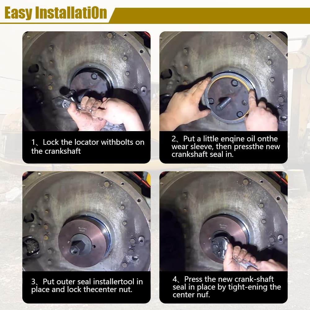 Front and Rear Crankshaft Seal and Wear Sleeve Installer Tool Kit FIT for CAT Caterpillar 3406 3408 C-15 Diesel Engines, Replace 6V6142 6V6143 5P1737 9S8858 5P1733, Heavy-Duty Carbon Steel