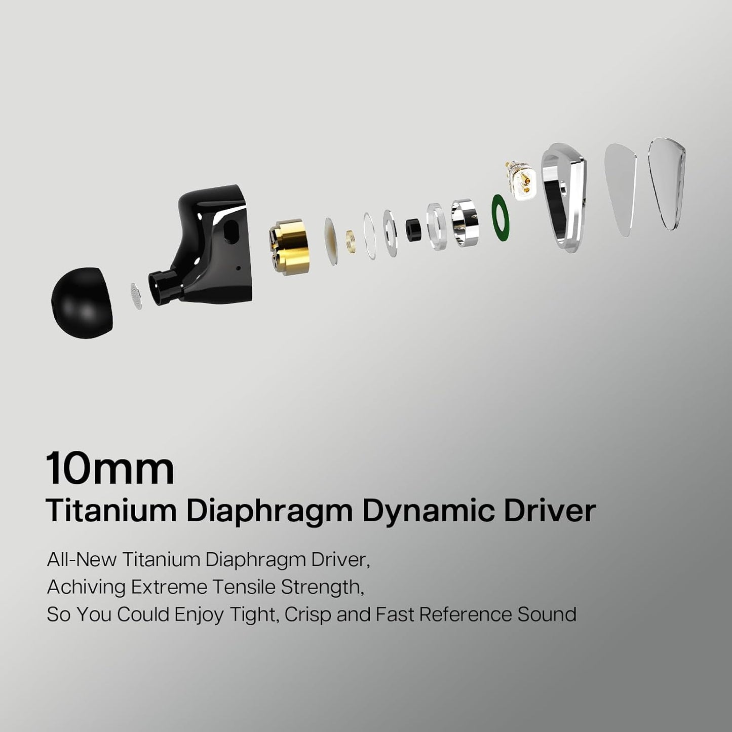 0DiBi: 10mm 2Pin Linsoul Tripowin x Vivace in Ear Monitor, Titanium Diaphragm Dynamic Driver IEM, HiFi Wired Earbuds