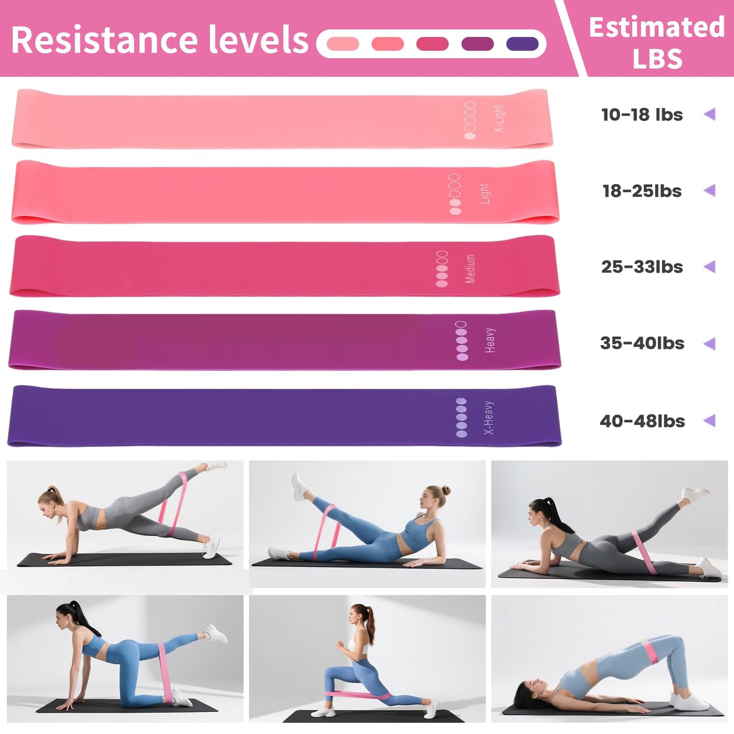 Pilates Kit for Home Workouts for Women-12-Piece Equipment Set with Ring,Yoga Ball,5 Resistance Bands,Figure-8 Band,Arm Stretcher,Grippy Socks,Storage Bag for Toning,Strength & Flexibility (Pink)