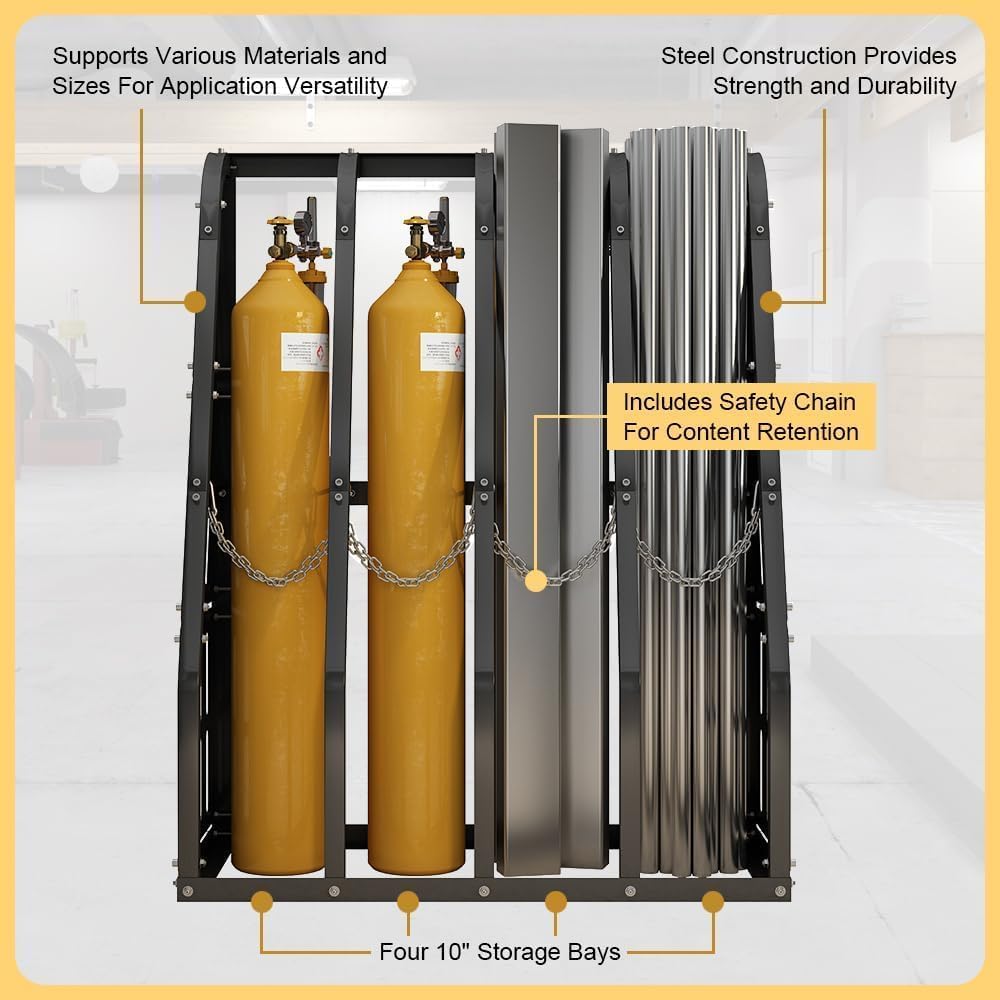 OREALLANDROL Vertical Bar Rack Standing Steel Vertical Long Parts Industrialized Large Capacity Storage Racks Rugged and Durable for Factories, Warehouses, Garages