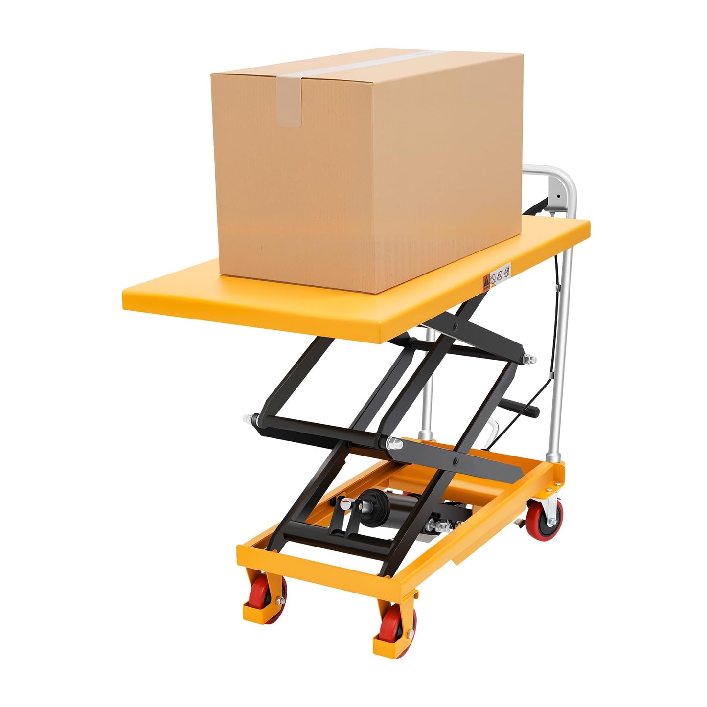 Hydraulic Lift Cart, 770 Lbs Capacity Single Scissor Hydraulic Lift Table, Manual Hydraulic Scissor Cart with Handle & Adjustable Height for Factories Warehouses Supermarkets