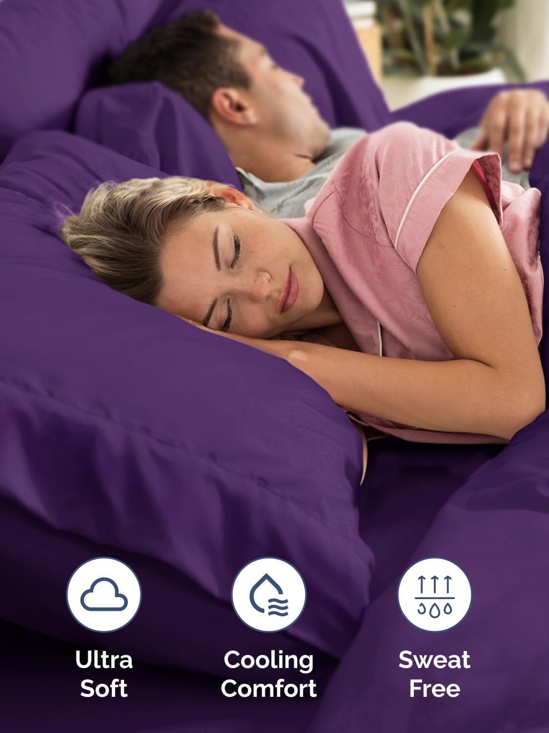 Skiennix Extra Deep Queen Sheet Set - 6 Piece Breathable Cooling Bedding - Soft Wrinkle-Free Purple