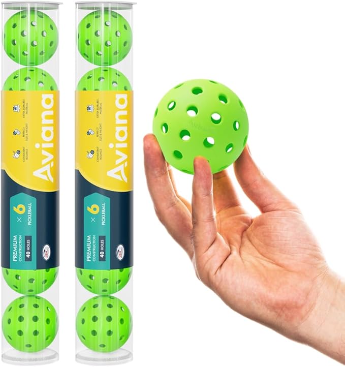 Aviana Outdoor Pickleball Balls - USAPA Approved for Tournament Play | Durable 40-Hole Design | Ideal for All Skill Levels | 6, 12 & 48 Packs