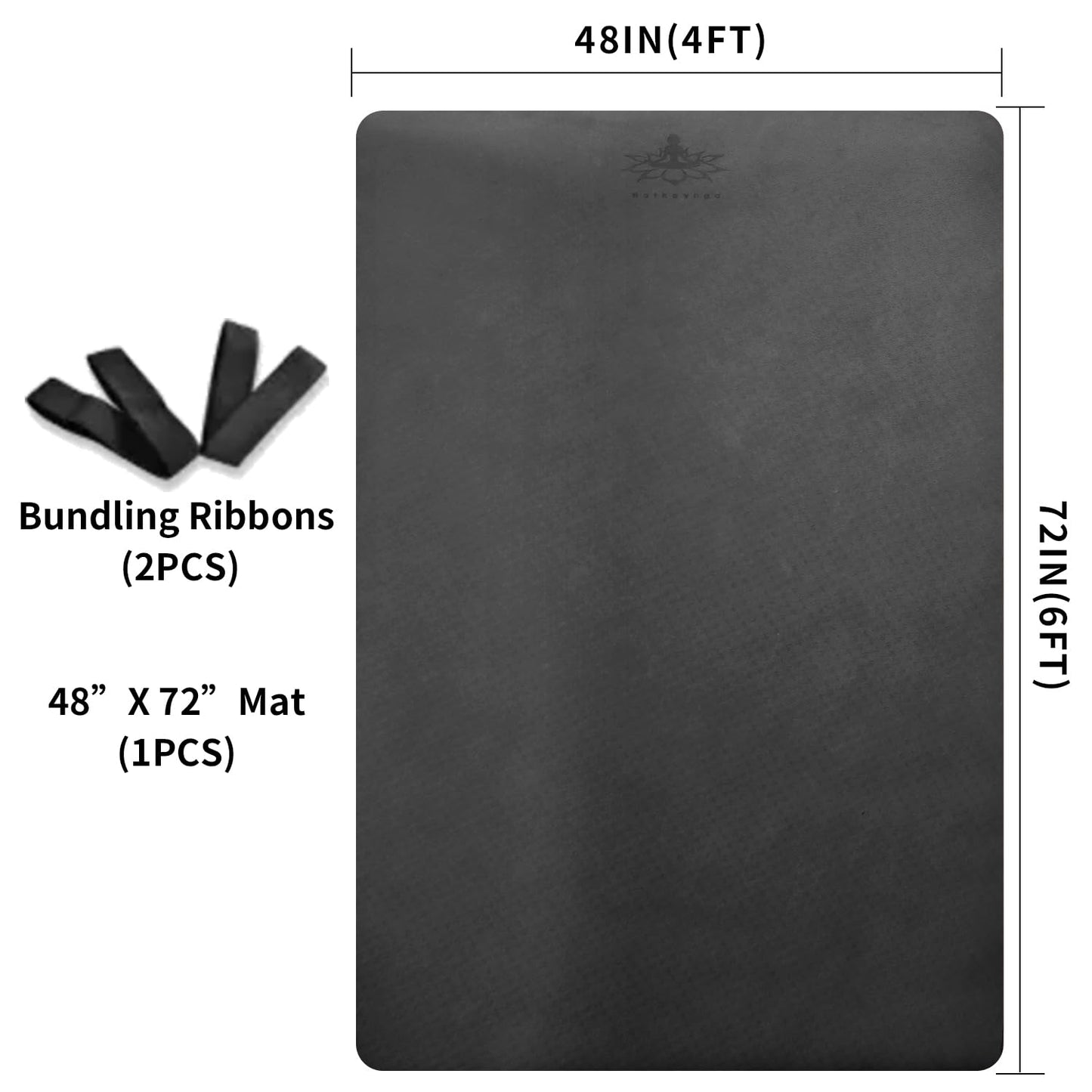 Hatha Yoga Large TPE Yoga Mat 6'x4'x1/2" Extra Thick Non-Slip Exercise Mat - for Yoga Pilates & Home Gym Workouts(Black)