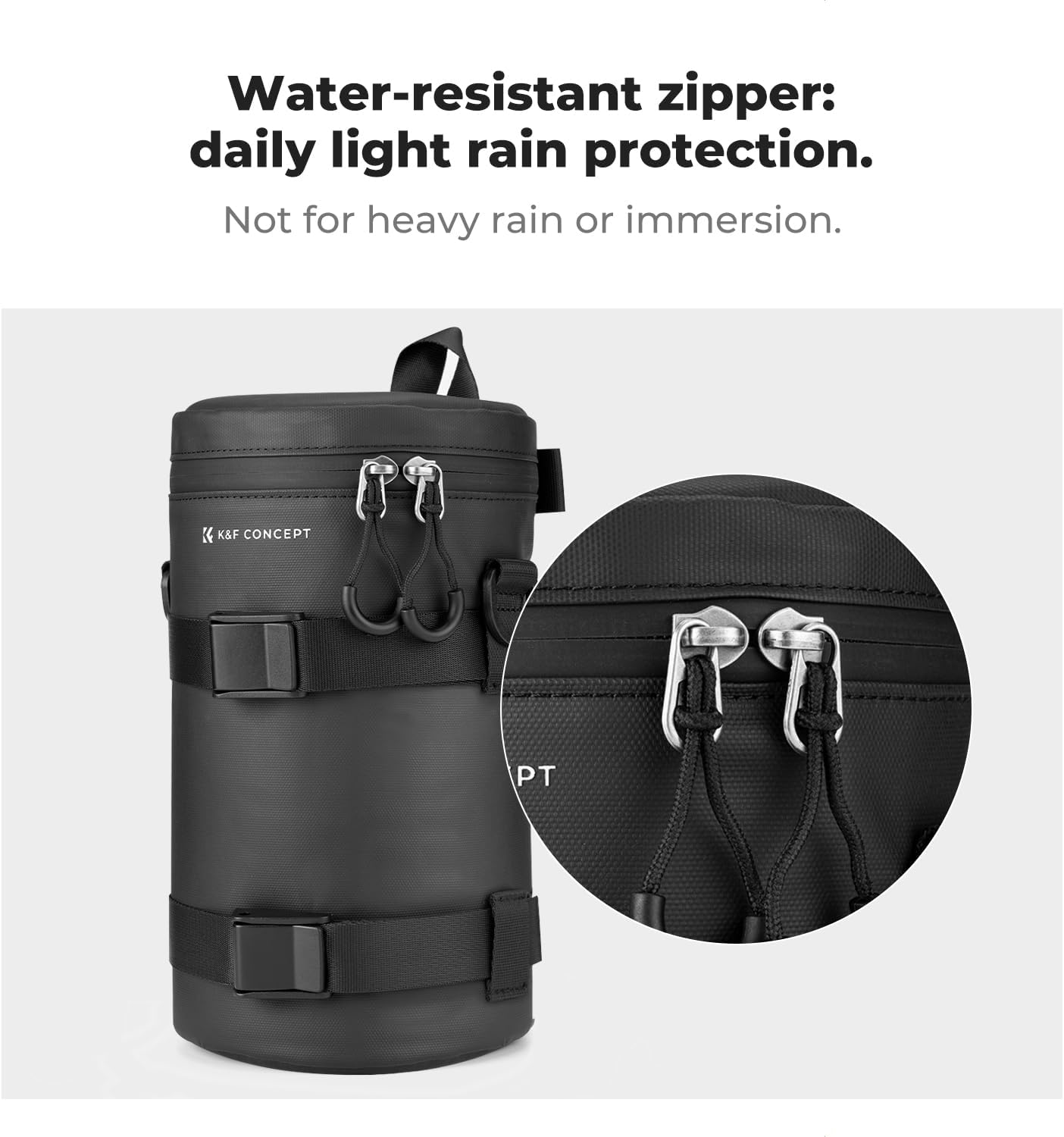 4.53" x8.6" K&F CONCEPT Camera Lens Pouch Case, Waterproof Zipper Lens Protective Bag, Shockproof All-round Camera Lens