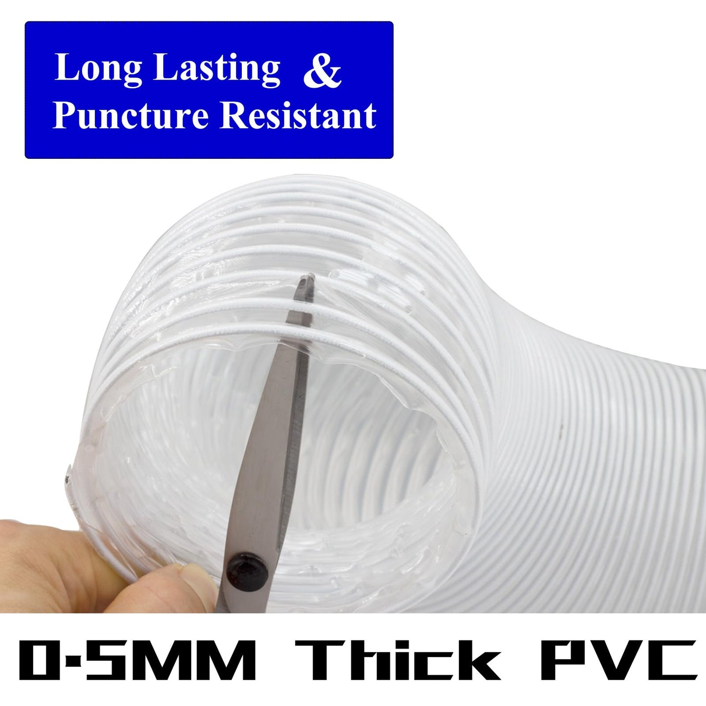 JUYO VONSAN 8 Inches Dust Collection Hose 10ft Flex Heavy Duty 8 In Clear PVC Dust Debris Collector Hose With Connector and Clamps (8'' X 10ft)