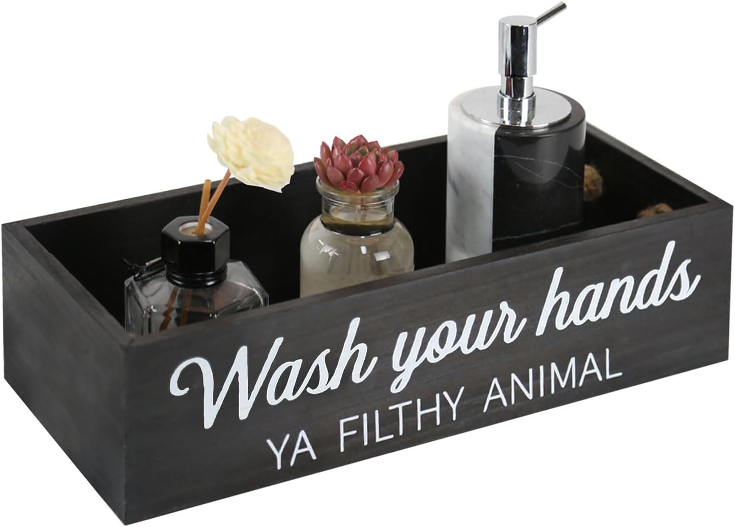 Skiennix Bathroom Decor Box - Rustic Toilet Paper Basket with Farmhouse Signs | Black Color