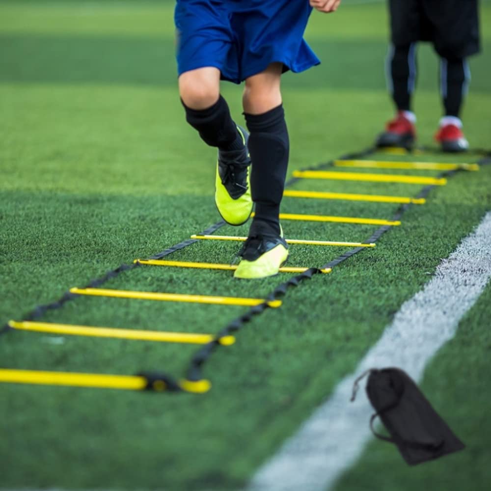 RUBY.Q 12 Rungs Agility Ladder Set, 20ft Speed Training Ladder with Steel Stakes and Carry Bag for Soccer, Speed Fitness Feet Training