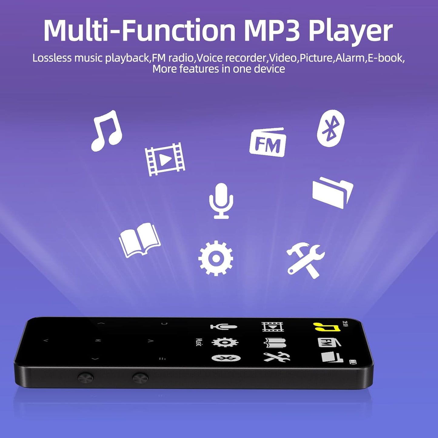 Tengsen Mp3 5.3, Mp3 128GB, (Black,64GB) Player with Bluetooth Portable Digital Music Player with Speaker, FM Radio