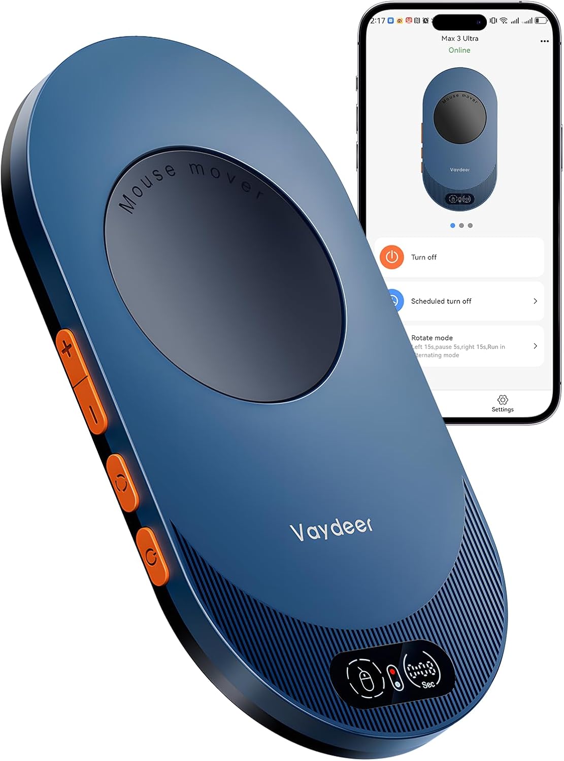 Vaydeer 3 Air Ultra Mouse Mover with APP, Ultra Slim Mouse Jiggler with Timer Function, Undetectable & Noiseless