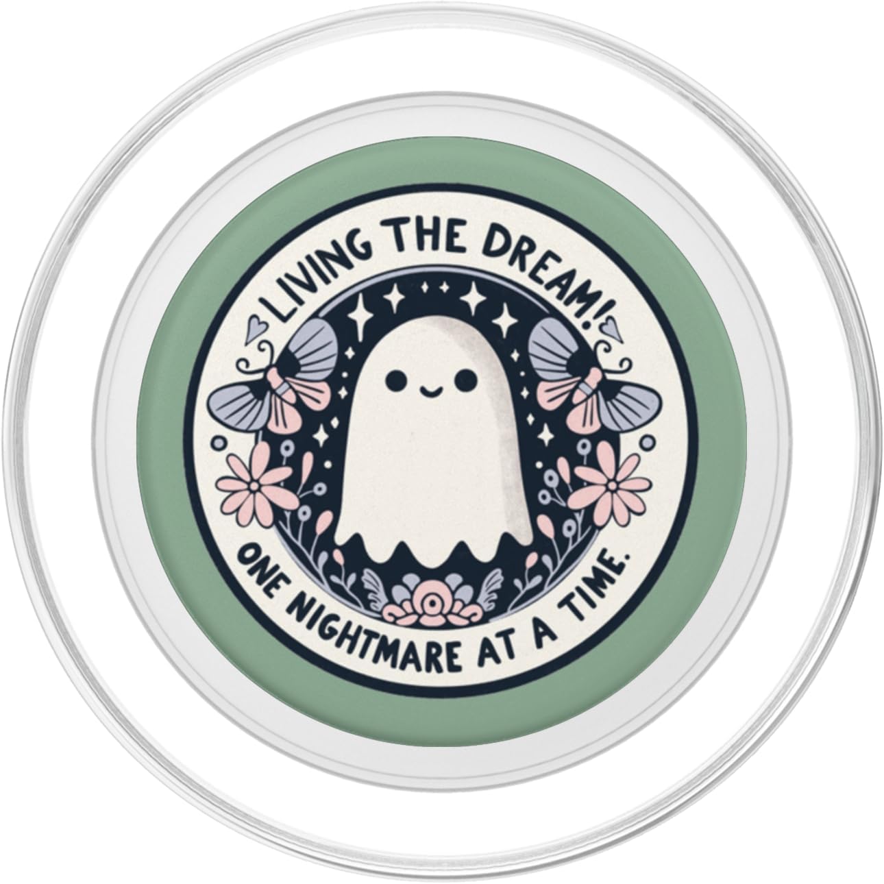 Bookish Book Lover Librarian Phone Popper Spooky Ghost Dark Humor Living the Dream Bookish Reading PopSockets PopGrip