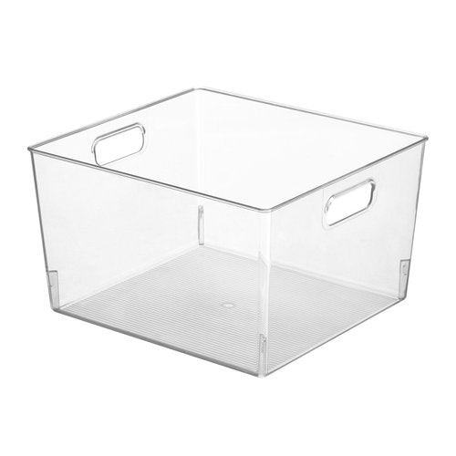 mDesign Plastic Storage Organizer Container Bin, Household Organization for Cabinet, Counter, Drawer, Cubby, and Cupboard, Holds Clothing, Linens, Toys, and Essentials, 4 Pack, Clear