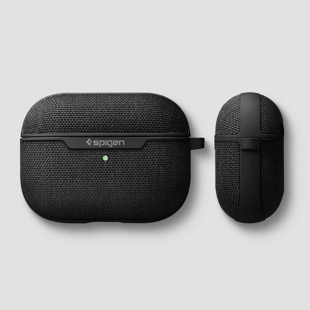 Spigen (2019) Urban Fit Designed for AirPods Pro Case Premium Fabric Cover with Carabiner - Black