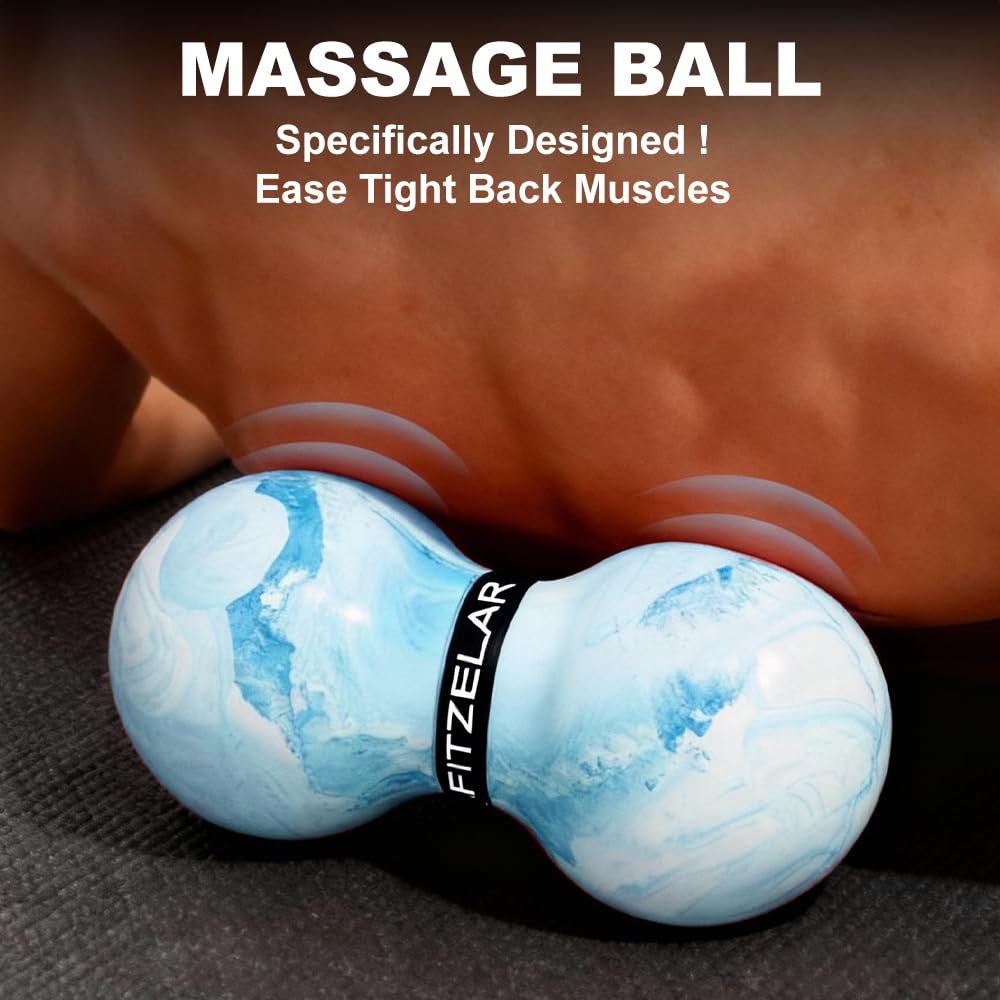 FITZELAR Double Lacrosse Massage Ball for Myofascial Release, Quality Certification, Massage Deep Tissue for Waist Back Feet, Trigger Point Therapy, Muscle Knots, Peanut Massage Ball for Muscle Pain