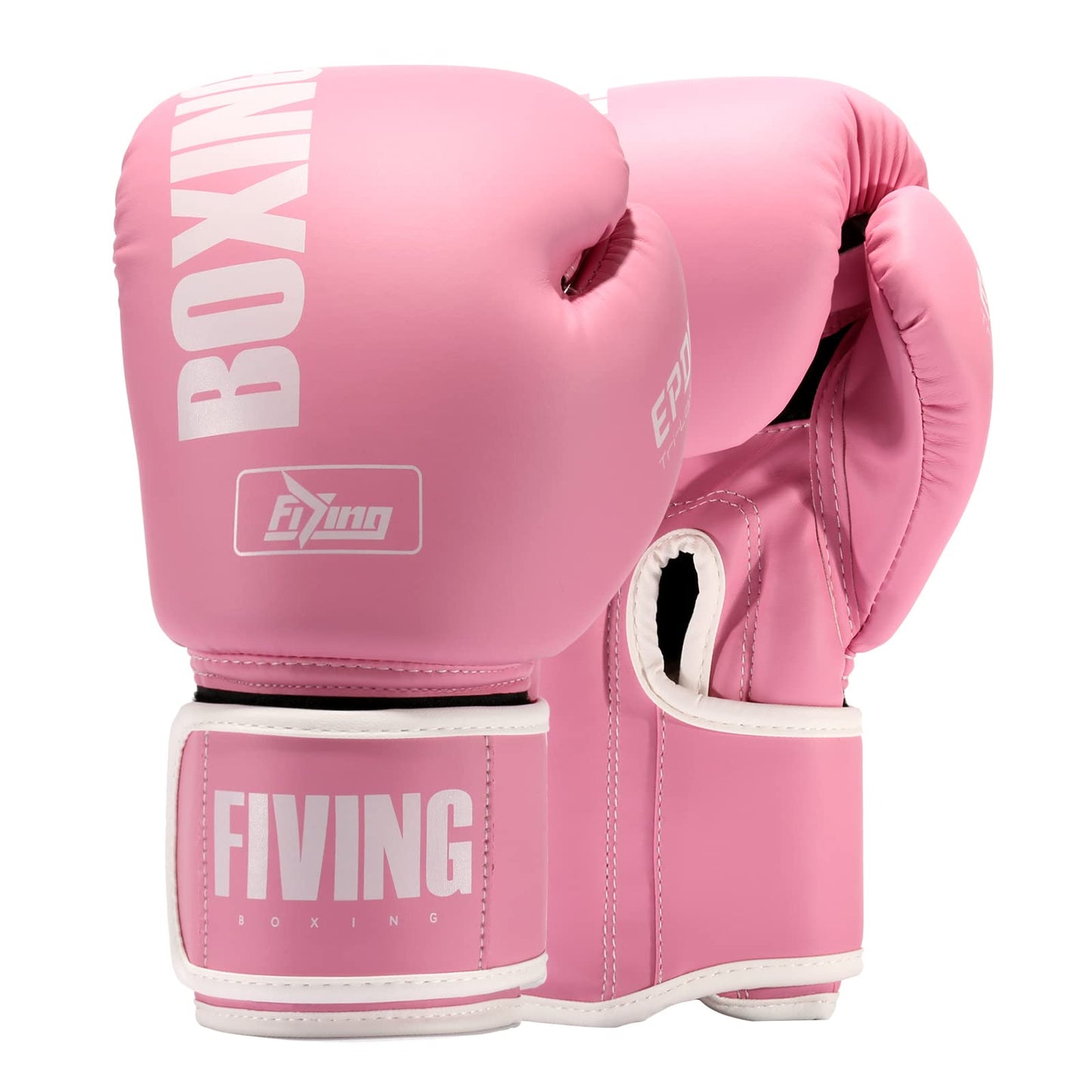 FIVING Pro Style Boxing Gloves for Women, PU Leather, Training Muay Thai,Sparring,Fighting Kickboxing,Adult Heavy Punching Bag Gloves Mitts Focus Pad Workout for Ladies(New Pink, 12oz)