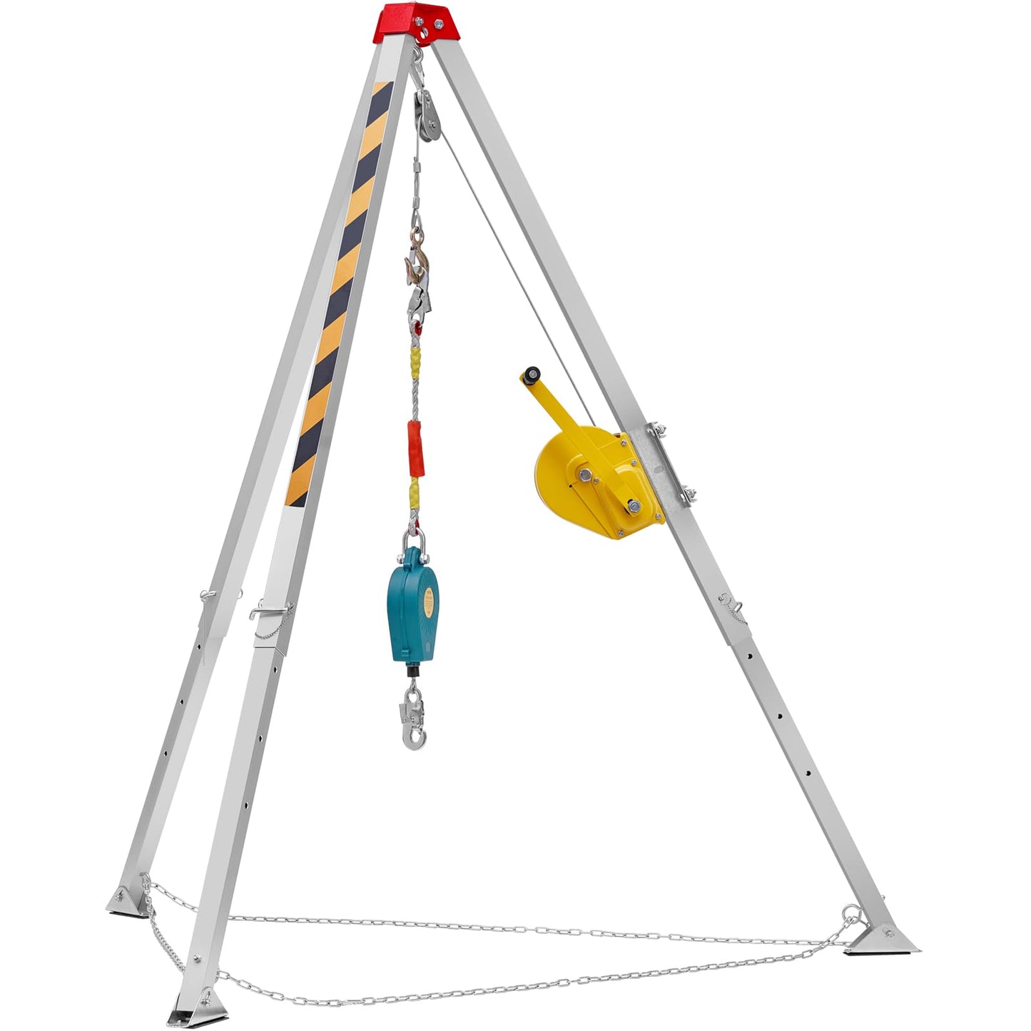 VEVOR Confined Space Tripod Kit, 1800 lbs Winch, Confined Space Tripod 7' Legs and 98' Cable, Confined Space Rescue Tripod 32.8' Fall Protection, Harness, Storage Bag for Traditional Confined Spaces