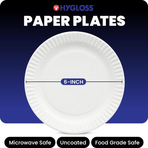 Hygloss 6-Inch Disposable Paper Plates - Eco-Friendly Dessert Plates for Parties & Crafts | 100 Count, White