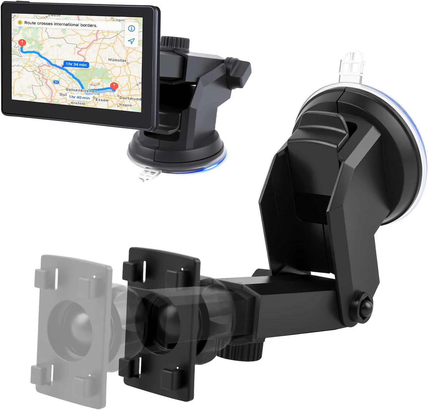 VKQTS 360 240 7 Inch Rotatable Carplay Mount,Windshield Suction Cup Mount with Adjustable Extension Arm,Portable
