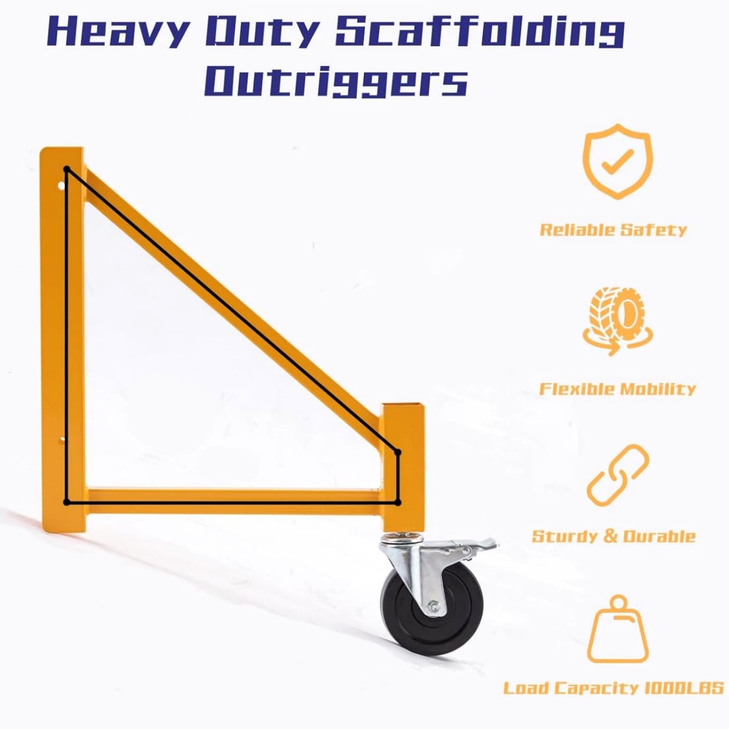 ZHAIUPON 4 Packs Scaffolding Safety Accessory Outriggers w/Casters,14“ Steel 6ft Baker Style,1000Lbs Load Capacity