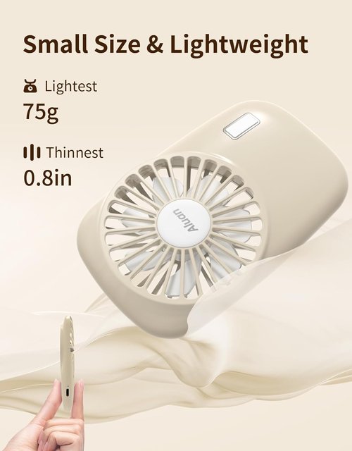 Aluan Handheld Mini Fan - Powerful Portable USB Rechargeable Eyelash Fan for Home & Travel | Beige