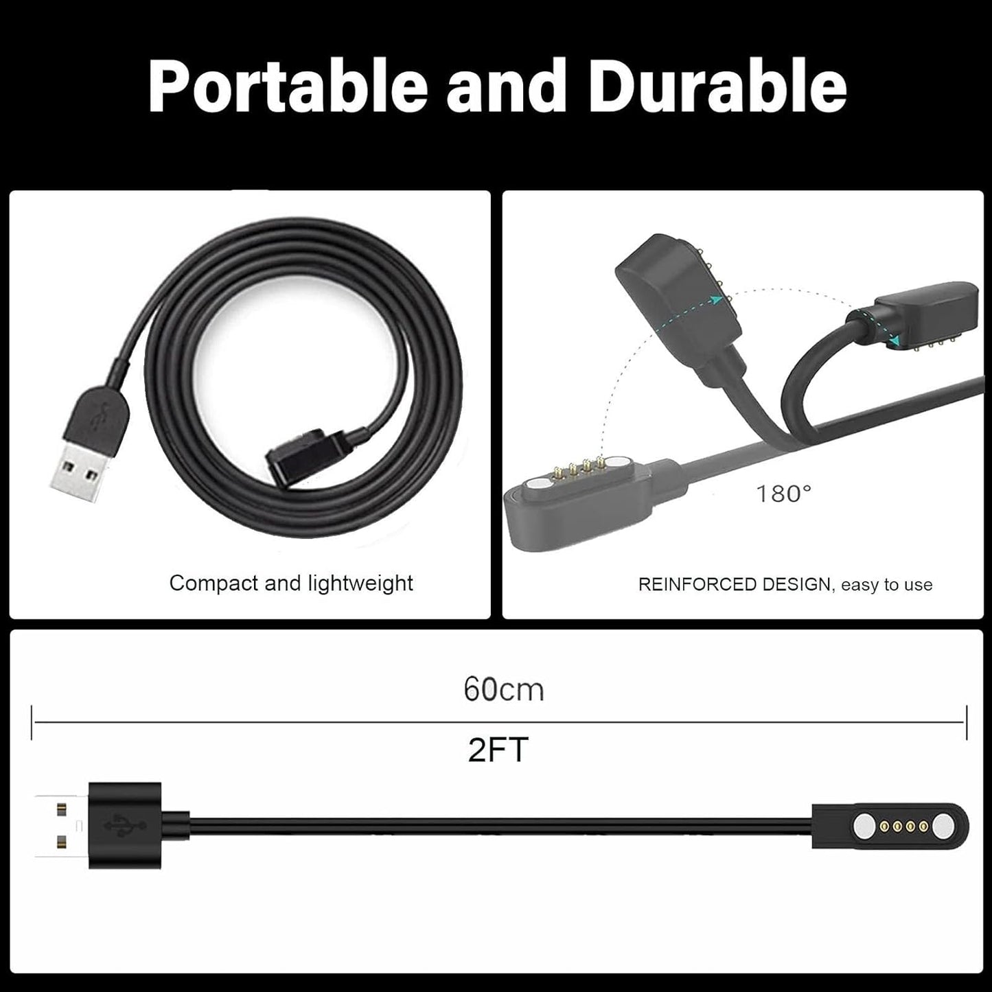 Xininyia 4 [2FT/2PACK] Compatible with PLAUD Note AI Vioce Recorder Charger, Pin Magnetic USB Charger Charging Cable