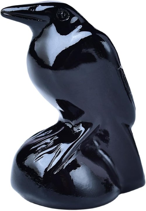 Natural Obsidian Crystal Raven Statue - 2" Healing Sculpture for Meditation & Home Decor