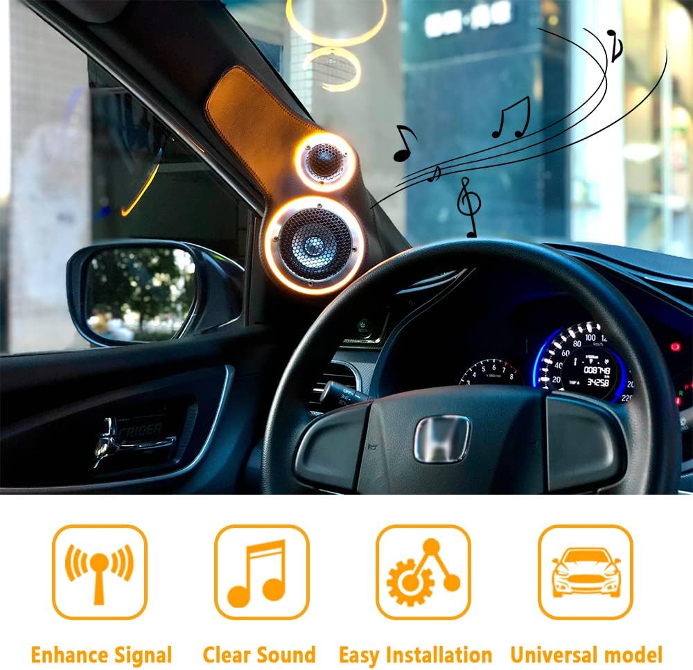 Junecarp 12V 25 Car Antenna Booster db - Amplify Signal & Reduce Noise AM FM Radio Antenna Amplifier for Car