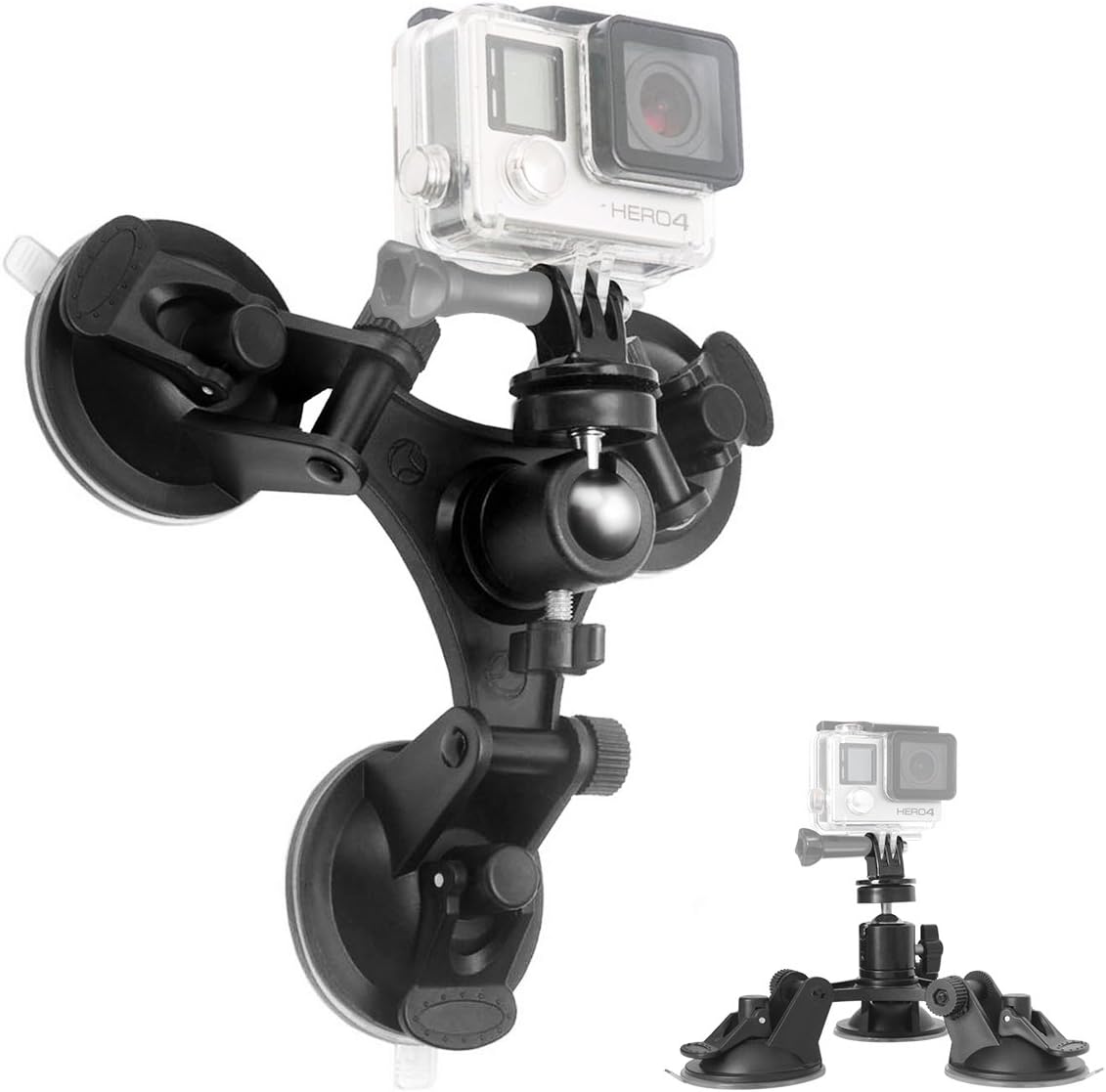 fantaseal Triple Cup DSLR Camera Suction Mount Compatible with Nikon Canon Sony DSLR/Camcorder + GoPro Hero Sony Garmin