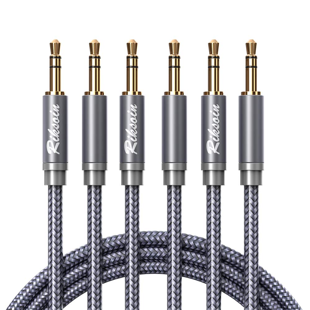Cord-3.5mm 3 Pack 3.5mm Stereos,Mp32ft+4ft+10ft,Grey Aux Male to Male Auxiliary Audio Cable [Shielded,Hi-Fi] Audiophile