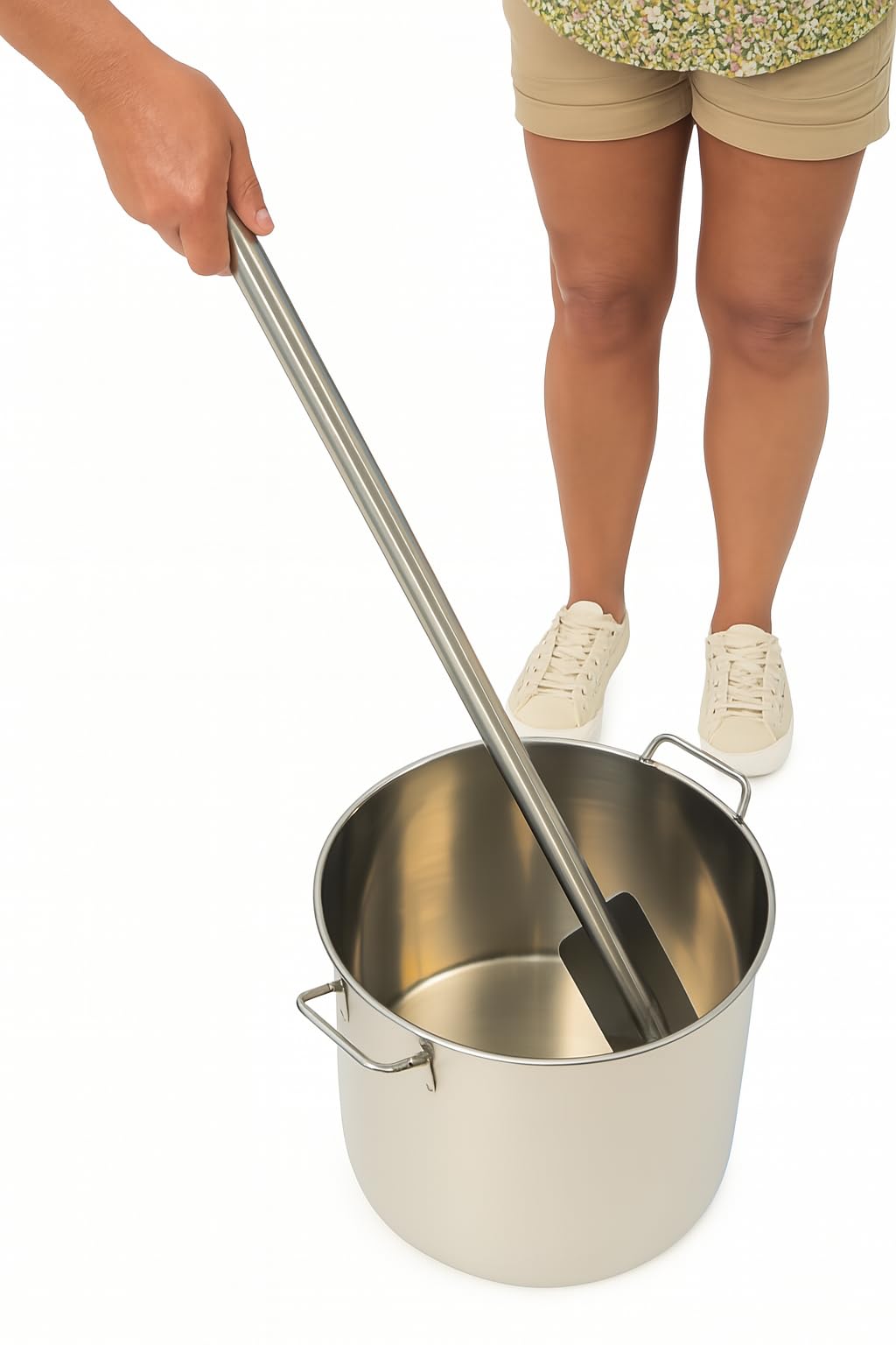 Quality Industries 36 Inch Stainless Steel Mixing Paddle Heavy Duty Commercial Stirring Tool for Large Stock Pots Brewing Catering Outdoor Cooking Durable Long Handle Professional Kitchen Utensil
