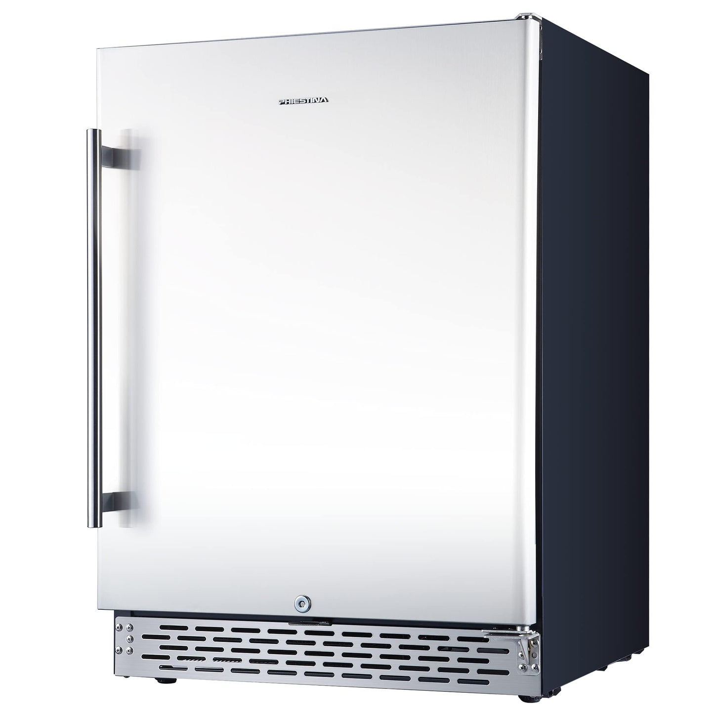 Phiestina 24 inch Indoor/Outdoor Beverage Refrigerator 175 Cans Built-in/Freestanding Beverage Fridge Cooler Lockable Stainless Steel Door Auto Defrost Quiet For Home/Commercial,6 Removable Shelves