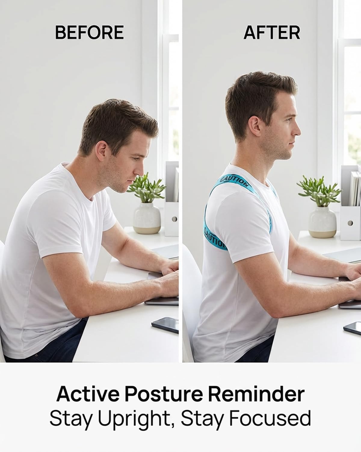 RNEMP® 1/8" Ultra-Slim Invisible Posture Corrector For Men, High-Airflow Breathable Fabric Upper Back Brace Posture Corrector Under Shirt For Gen Z Professionals,Business Meetings & Date Night