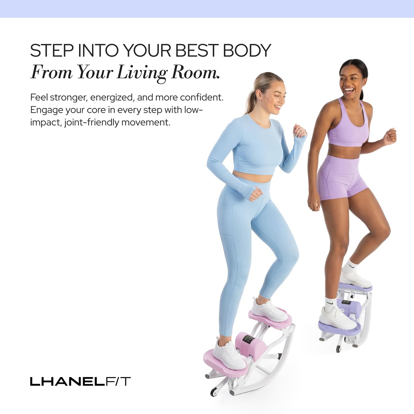 LhanelFit The Rock Stepper - Side to Side Rocking Stepper Machine for Home Workouts - Low Impact Indoor Cardio Leg Glute and Core Training - Quiet Compact Step Rocker Exercise Equipment (Pink)