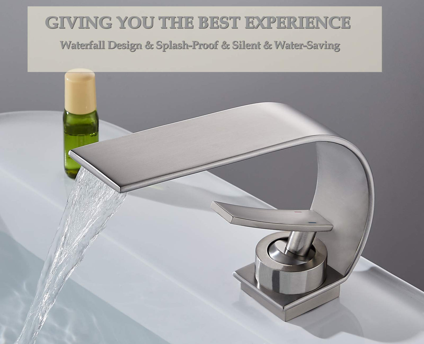 becola Modern Bathroom Faucet, Low Arc Brass Ceramic Valve Vanity Single Hole Bathroom Sink Faucet, Touch On Single Handle Hot and Cold Water Mixer Tap - Brushed Nickel