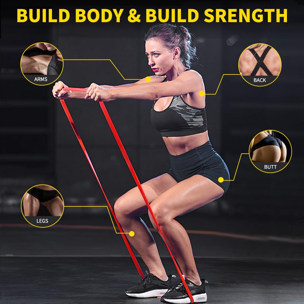 ROSAPOAR Resistance Band Pull up Band Fitness Exercise Bands Natural Latex for Workout Body Stretch Powerlifting Band Fitness Sport Training at Home/The Gym - Red