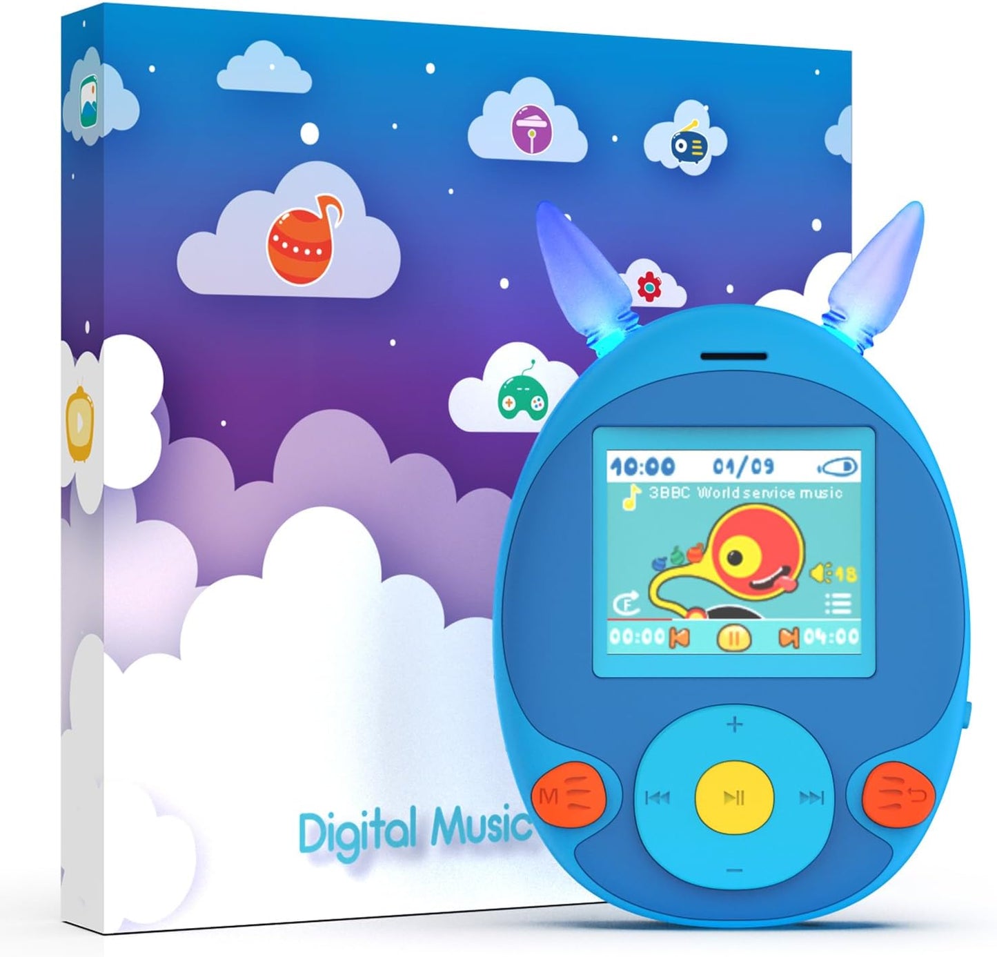wiwoo 64GB MP3 MP3 Lights,100hrs 12 Player for Kids, Kids Player with Bluetooth, Speaker, Games, Recorder, Ear Loseless
