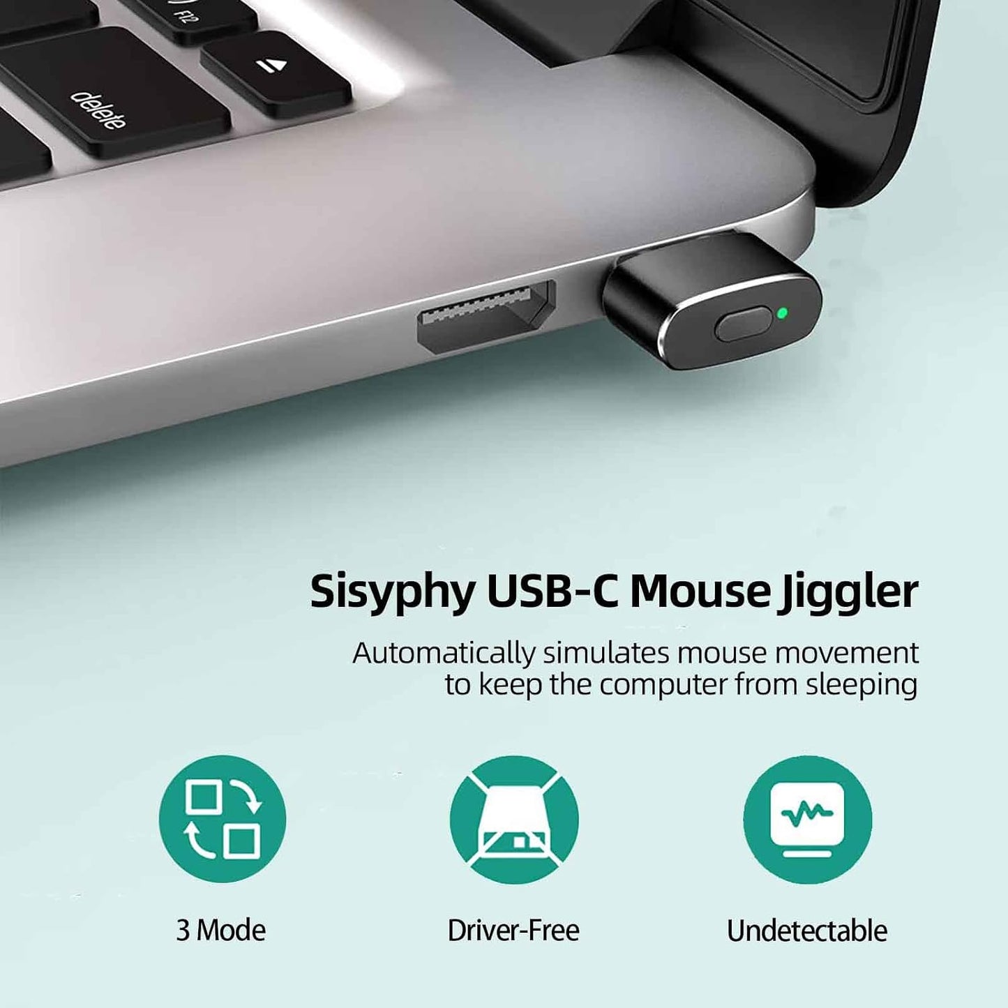Sisyphy Undetectable USB C Mouse Jiggler with Multi-Track Modes