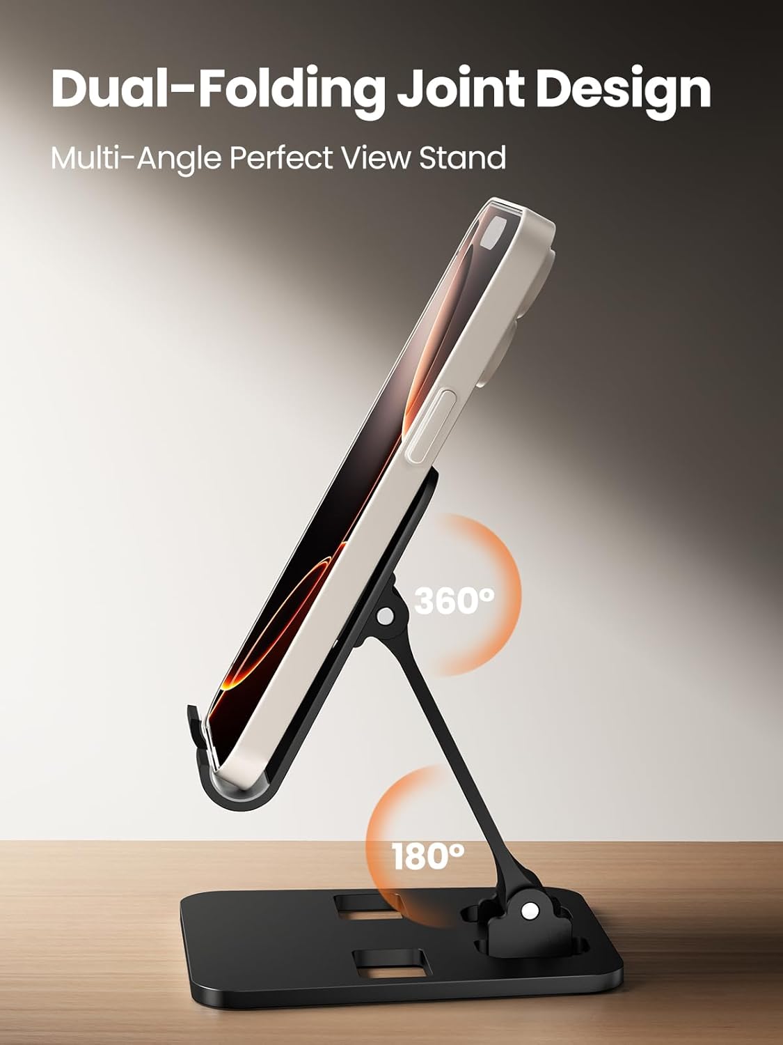 Anifrim 17 16 15 14 13 12 11 S25 S24, Phone Stand for Desk, Dual Folding Cell Phone Holder, Fully Adjustable Portable